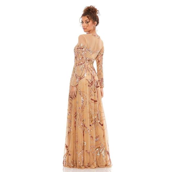 - NWT LONG SLEEVE EMBELLISHED ILLUSION EVENING GOWN Size 6 $ 798 - Picture 3 of 10